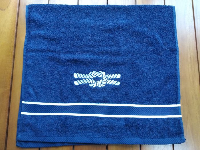 Комплект 2 рушники синіх з морським вузлом, 140x70, 70x50см.