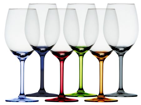 PARTY Бокал для вина с цветным основанием, набор 6 шт.