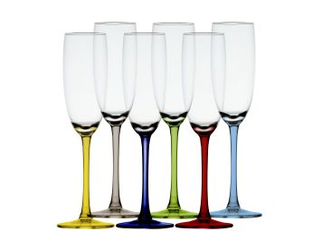 PARTY Бокал для шампанского с цветным основанием, набор 6 шт.