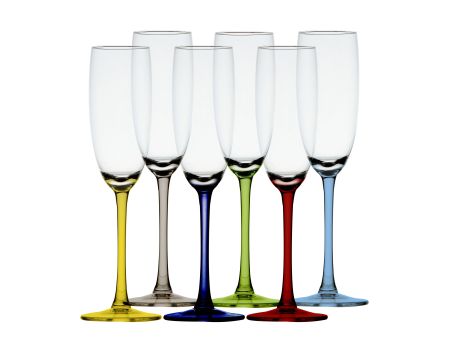 PARTY Бокал для шампанского с цветным основанием, набор 6 шт.