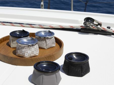 WINDPROOF Aruba Rombo попільничка сіро-біла з візерунком, замінник шкіри