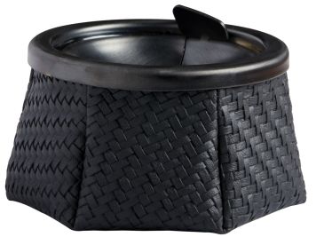 WINDPROOF Rattan Negro попільничка чорна з плетінням, замінник шкіри