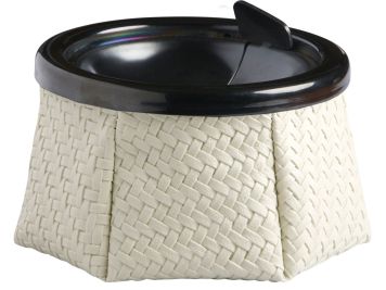 WINDPROOF Rattan White попільничка біла з плетінням, замінник шкіри