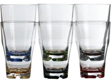 PARTY Скляноки для содової з кольоровим заснуванням, набір 6 шт.