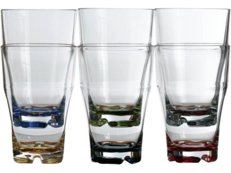 PARTY Скляноки для содової з кольоровим заснуванням, набір 6 шт.