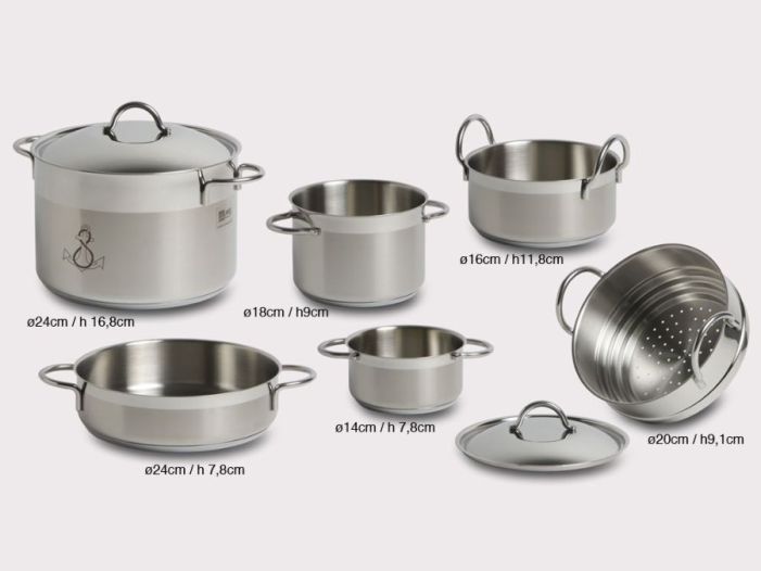 KITCHEN Набор кастрюль 6 предметов, нержавеющая сталь.
