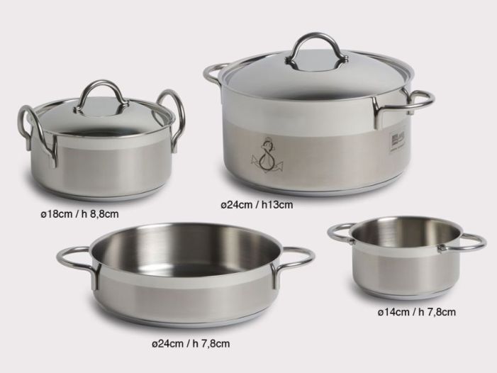 KITCHEN Набір каструль 4 предмети, харчова нержавіюча сталь