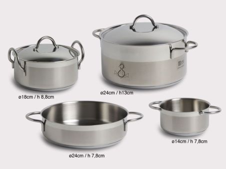 KITCHEN Набір каструль 4 предмети, харчова нержавіюча сталь KITCHEN Набір каструль 4 предмети, харчова нержавіюча сталь